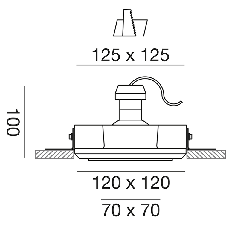 faretto hemera gu10 gealed quadrato rame giallo ad incasso