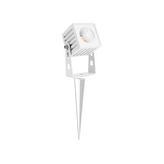 Faretto da esterno ZAS SQUARE 7W luce calda 3000K Beneito Faure con picchetto bianco IP65 IK08