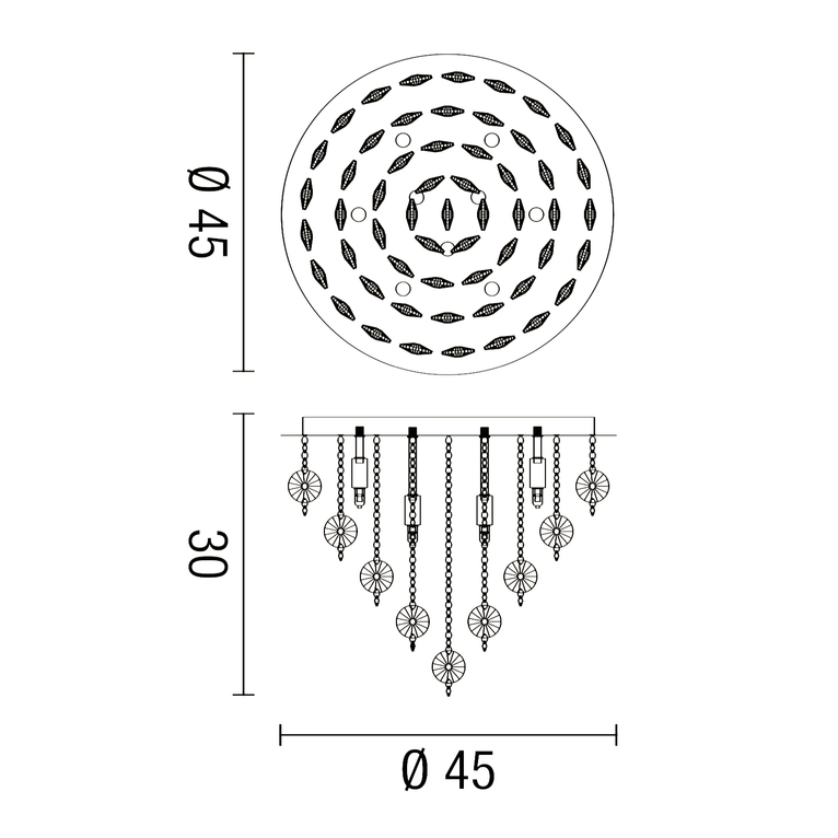 plafoniera rotondo 9 x g9 (40w incluse) affralux rotonda piccola