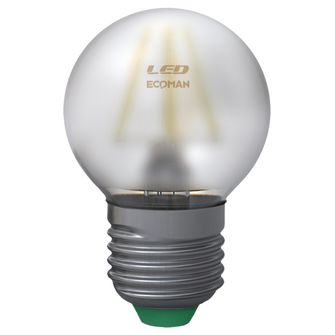 Lampadina LED Sfera E27 4W luce calda 3000K ECOMAN vetro satinato