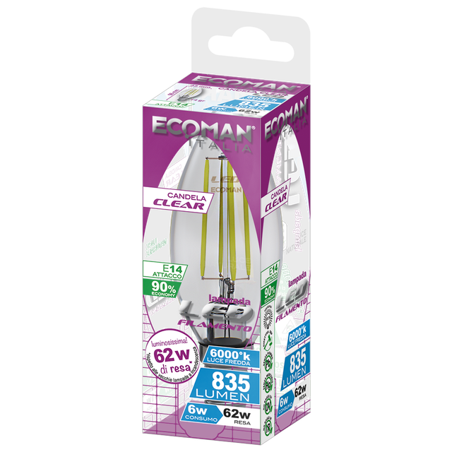 lampadina-led-candela-e14-6w-luce-fredda-6000k-ecoman-vetro-trasparente