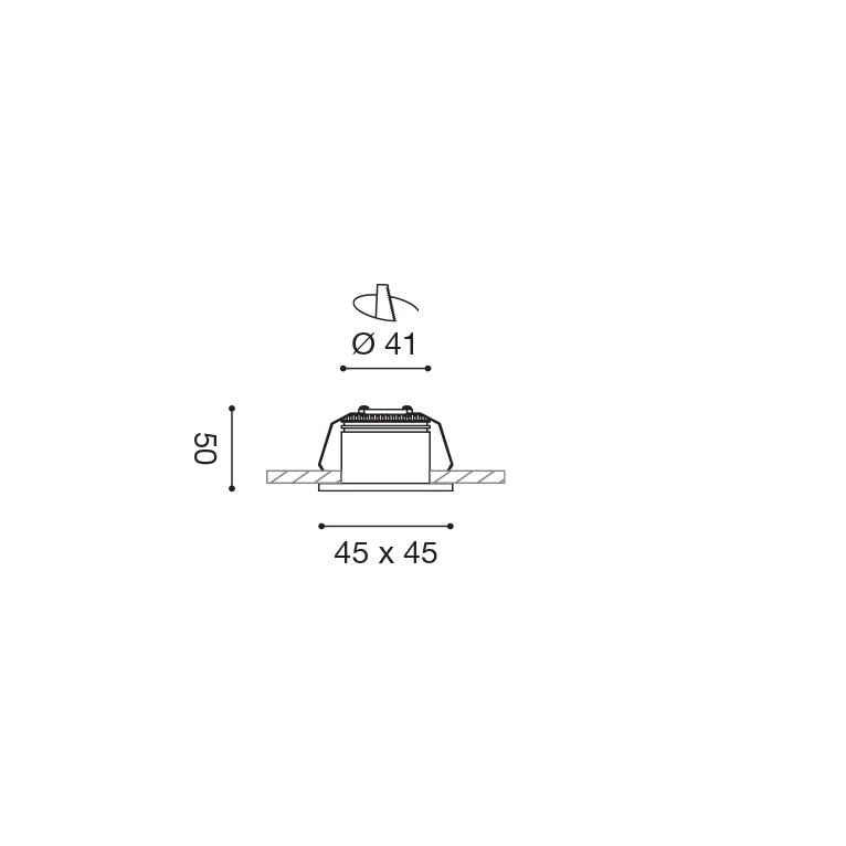 faretto gaia 4w luce naturale 4000k gealed quadrato ad incasso bianco