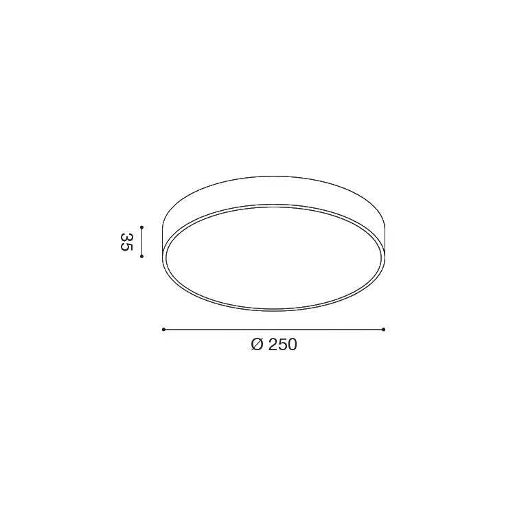 plafoniera cloe35 30w luce calda 3000k gealed grande nero