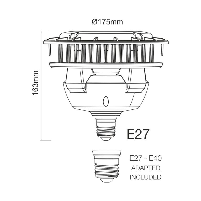 lampadina led moon e27/e40 50w luce naturale 840 beneito faure