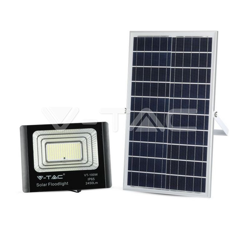 faretto con pannello solare 100w a led luce naturale v-tac sku8576