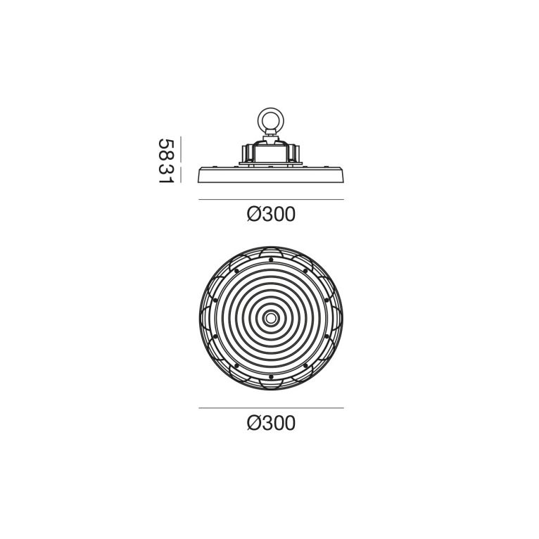 lampadario industriale led 100w 4000k medio nero ip65 gealuce