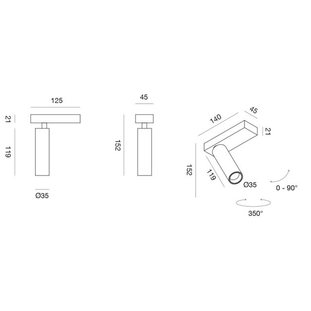 applique-orientabile-led-7w-3000k-nero-gealuce-ip20