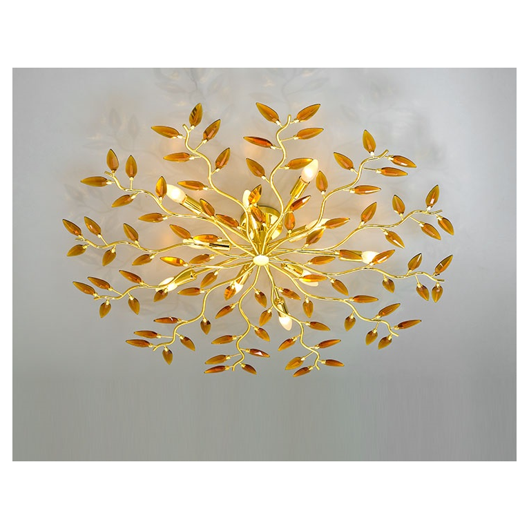 plafoniera crystallivs 10 x e14 affralux ottone/ambra xl