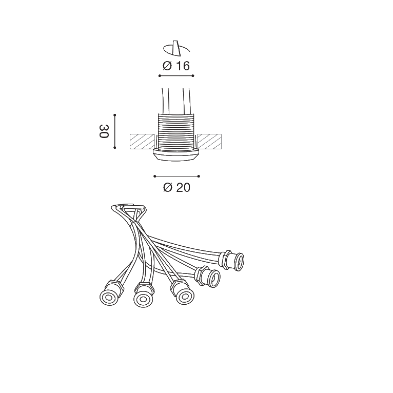 faretto altair 5x1w luce calda 3000k gealed ad incasso bianco