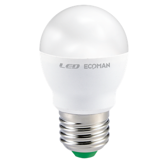 Lampadina LED Sfera E27 8W luce naturale 4000K ECOMAN vetro ghiaccio