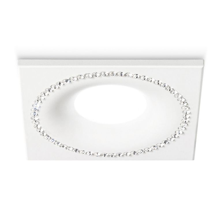 faretto coralie1 gu10 gealed quadrato ad incasso bianco con cristalli