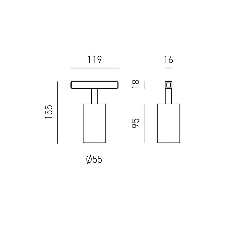faretto da binario modena 15w luce calda 3000k gealuce bianco grande