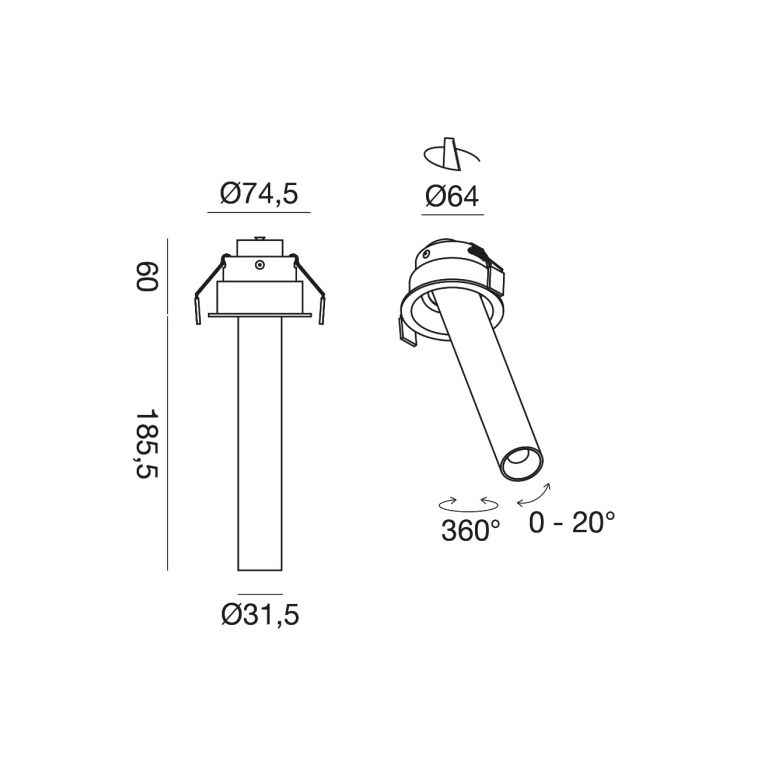 faretto led da incasso 8w 3000k bianco ip20 gealuce gfa1694