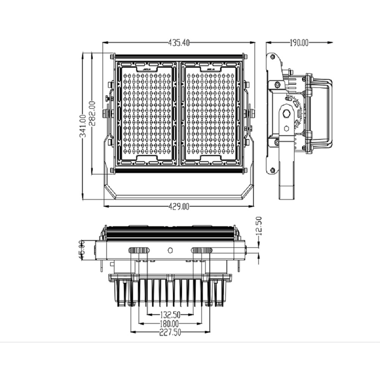 proiettore led asimmetrico 240w luce naturale per campi sportivi ip65 serie pro