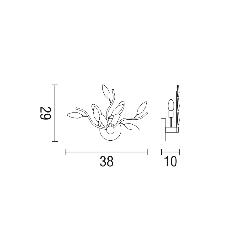 applique crystallivs 2 x e14 affralux ottone/ambra