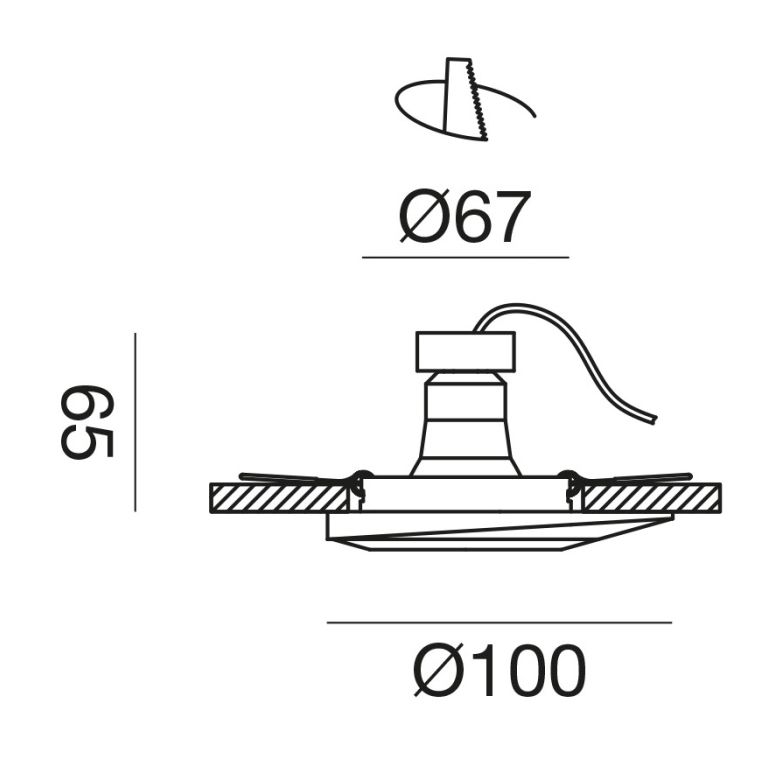 faretto ad incasso gu10 gealuce tondo bianco opaco ip20 