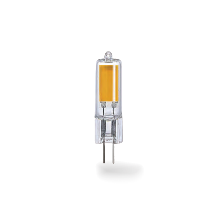 lampadina led 12v lucciola g4 2w luce calda 3000k ecoman vetro trasparente