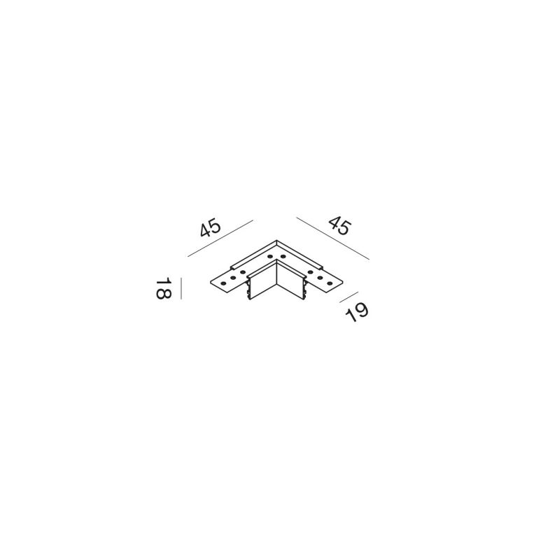 angolo meccanico 90° per binario 48v bianco soffitto/soffitto gealuce 