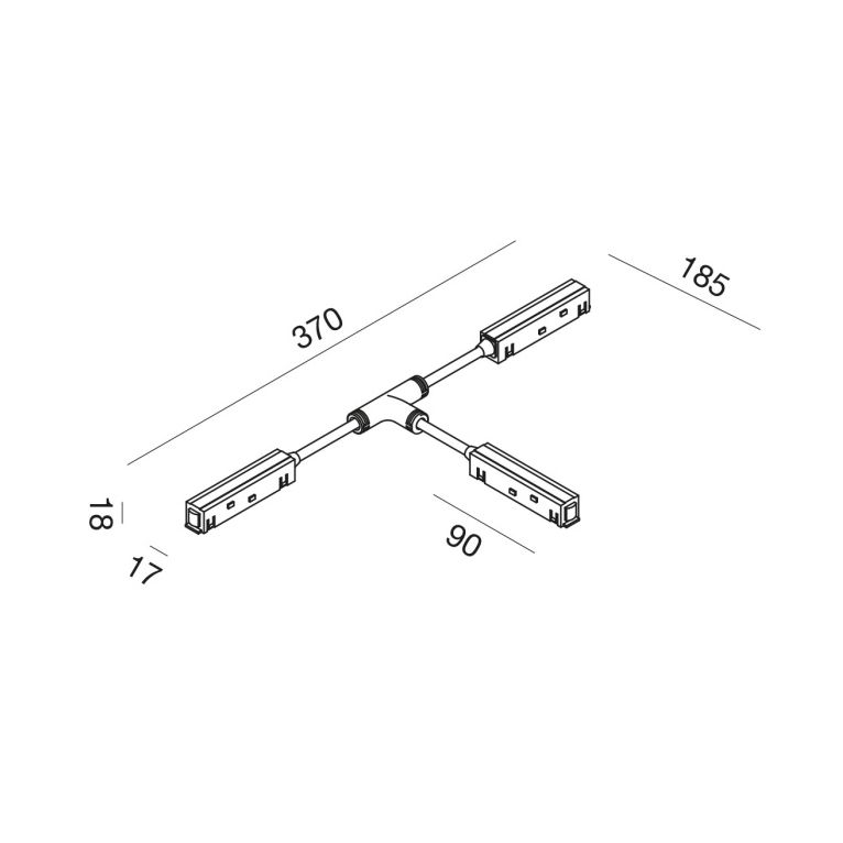 modulo connessione 3 binari incasso o superficie. nero gealuce