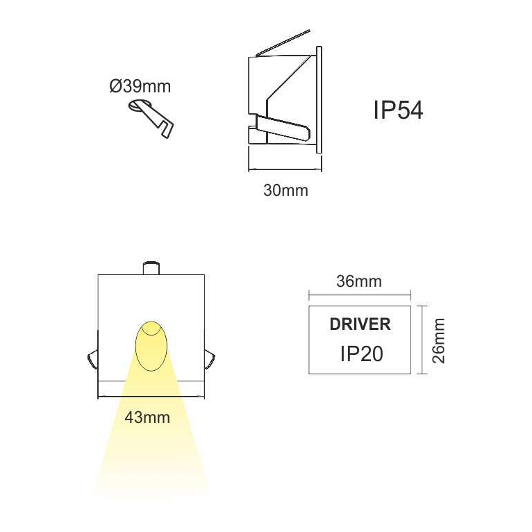 faretto da esterno luky 2w luce calda 832 beneito faure bianco ip54