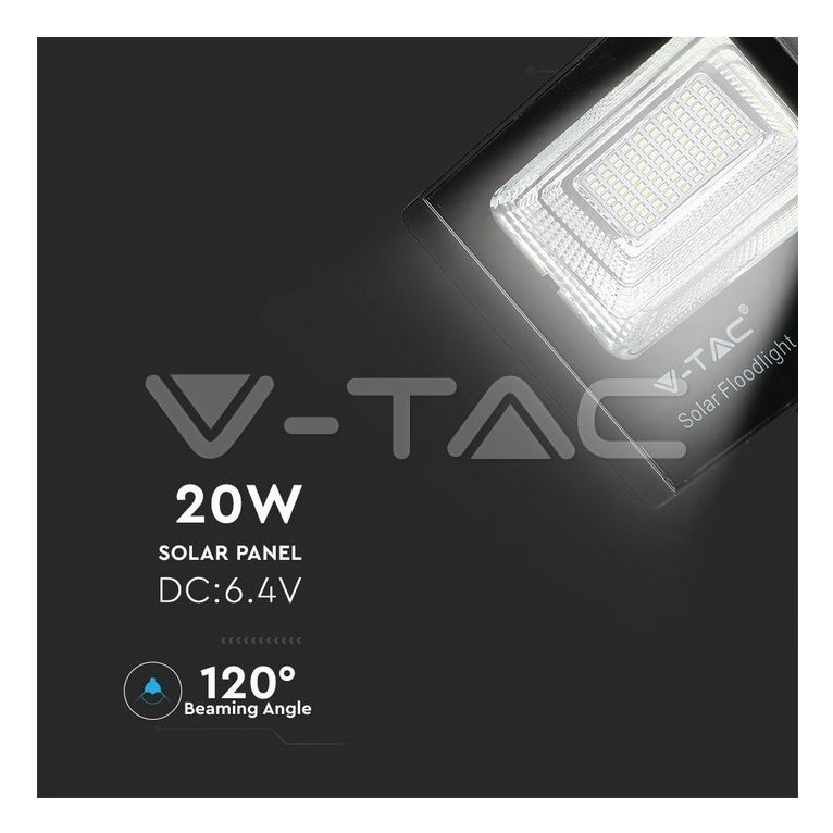 faretto con pannello solare 60w a led luce naturale v-tac sku8575