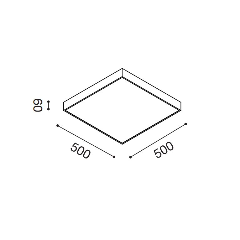 plafoniera biham 50w luce calda 3000k gealed quadrato medio bianco