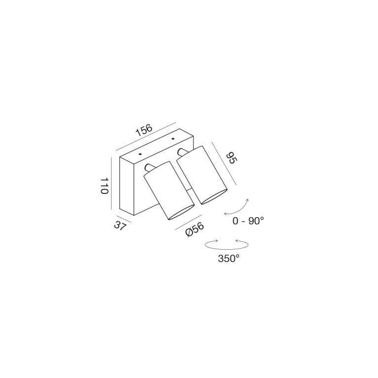 applique led 2x9w orientabile cct grigio ip65 gealuce 