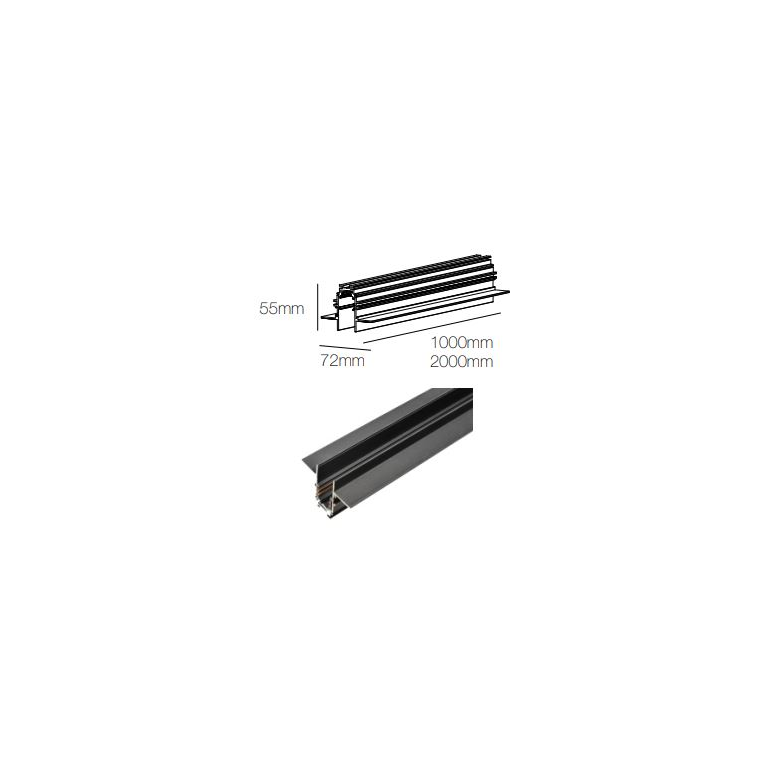 binario magnetico da incasso magnet track recessed 1 metro beneito faure nero