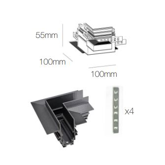 Accessorio giunzione "L" angolo piano per MAGNET TRACK RECESSED BENEITO FAURE nero