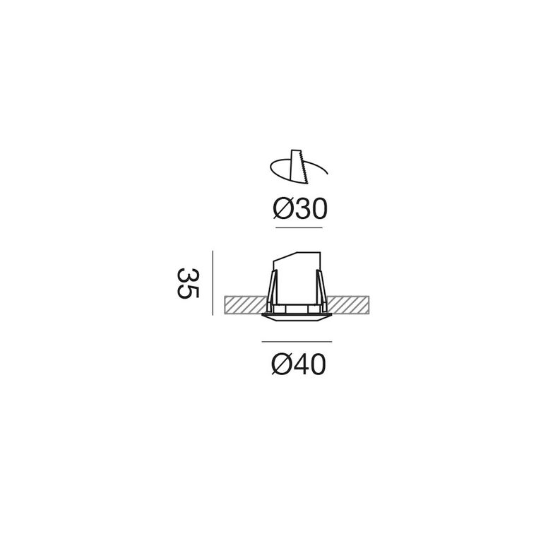 faretto led 2.1w luce calda 3000k nero da incasso ip44 ges2061c gea luce
