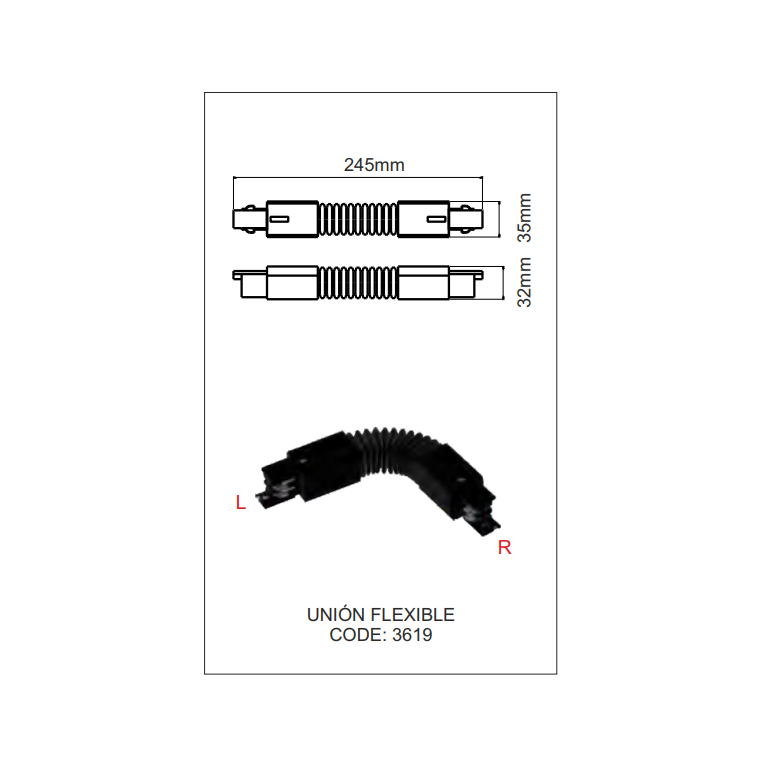 accessorio giunzione flessibile beneito faure 3619 nero