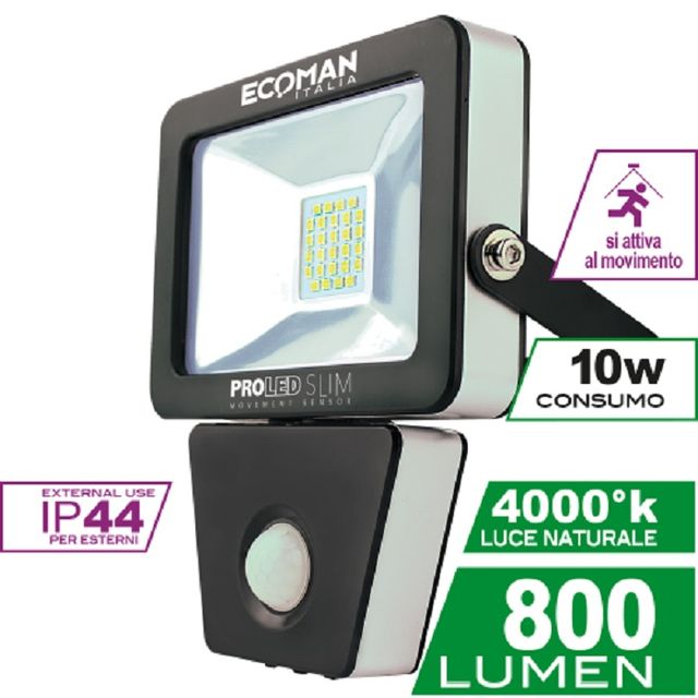 proiettore-led-proled-10w-luce-naturale-4000k-ecoman-nero-ip44-slim-sensor