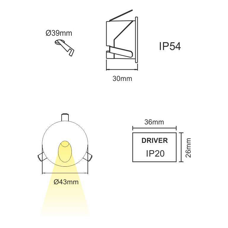 faretto da esterno polo 2w luce calda 832 beneito faure bianco ip54
