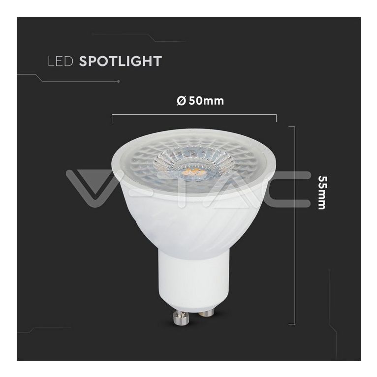 lampadina led gu10 6w luce naturale v-tac sku21193