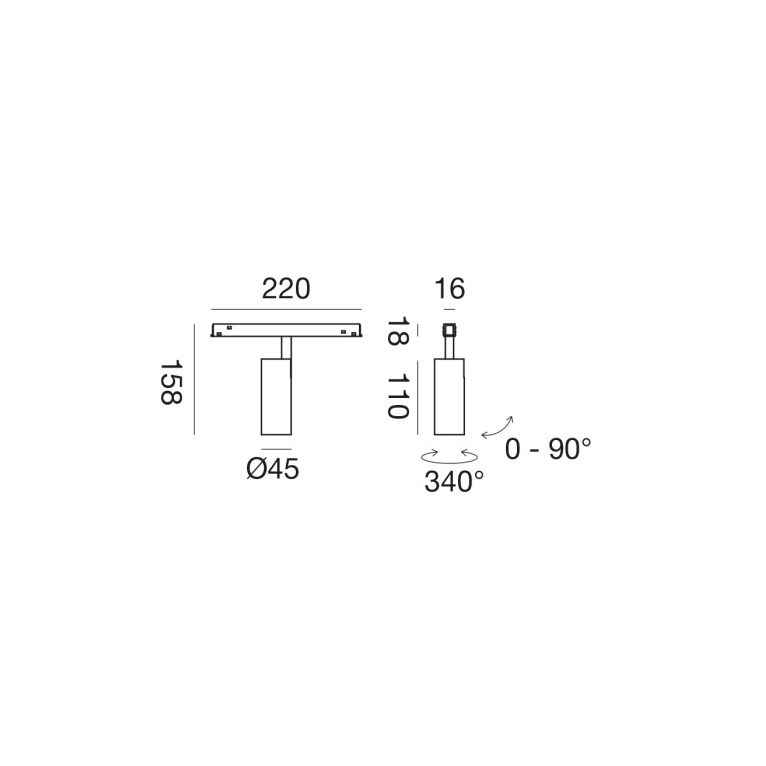 faretto orientabile led 12w 48v 3000k colore nero gealuce ip20