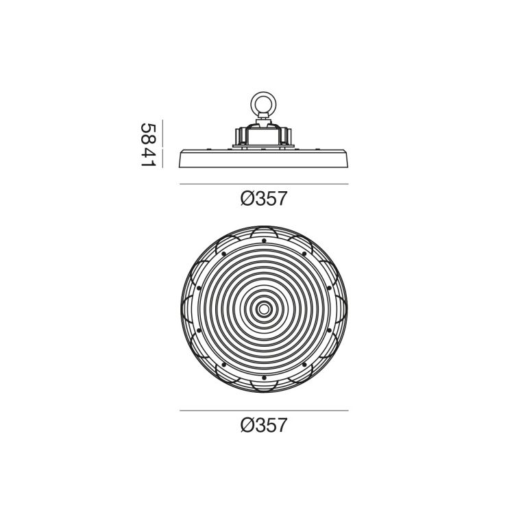 lampadario industriale led 100w 4000k grande nero ip65 gealuce
