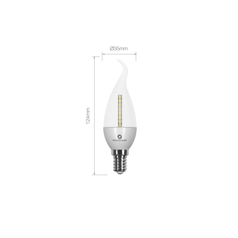 lampadina led flama deco transparent e27 4w luce calda 827 beneito faure