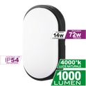 plafoniera led ovale 14w luce naturale 4000k ecoman nero ip54 
