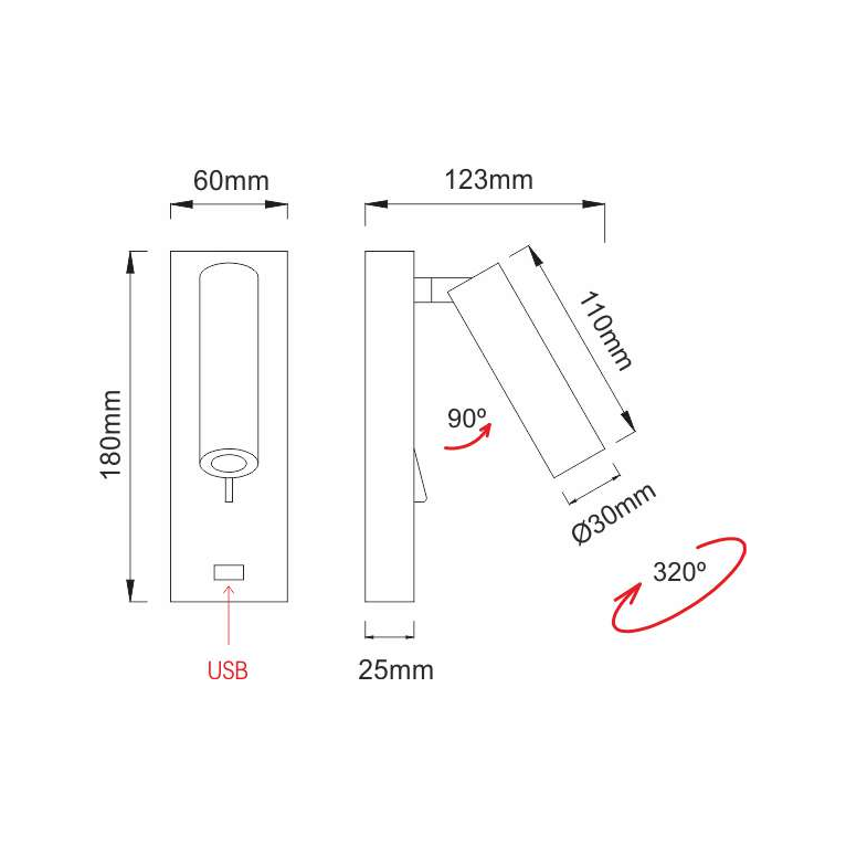 applique pure 4w luce calda 2700k beneito faure nero dimmerabile