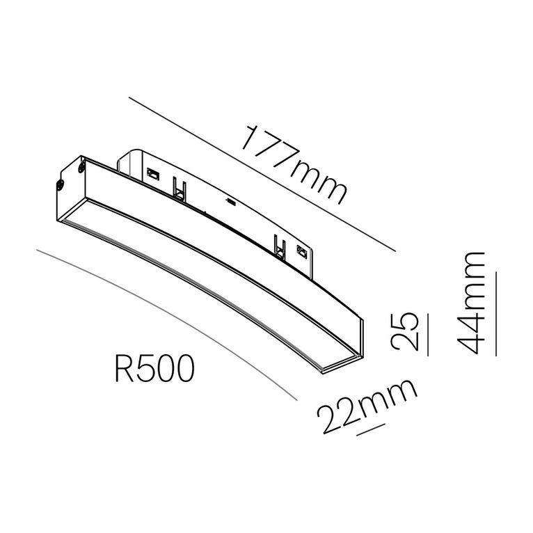 faretto led per binario magnetico 8w 48v 3000k bianco ip20 curve line beneito faure 5314