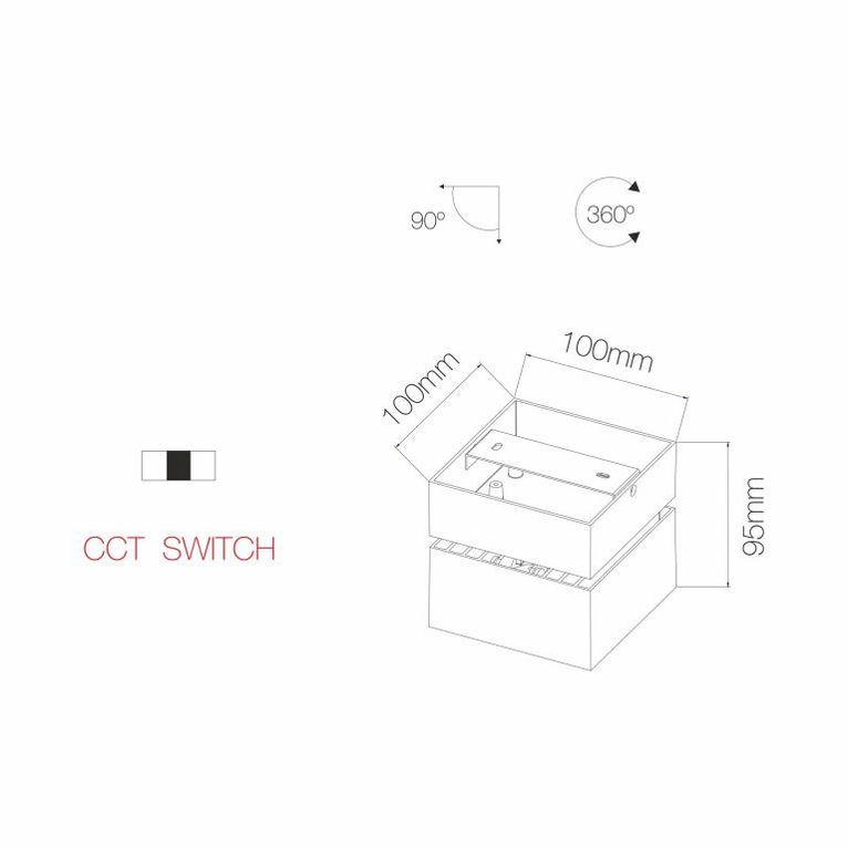 faretto led da superficie 14w 220/240v cct bianco ip20 beneito faure 4230n