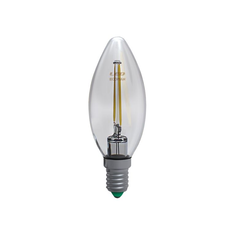 lampadina led candela e14 4w luce naturale 4000k ecoman vetro trasparente