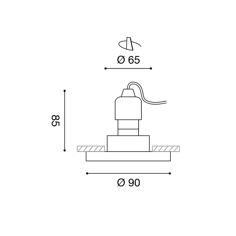 faretto ophelia gu10 gealed tondo cristallo ad incasso