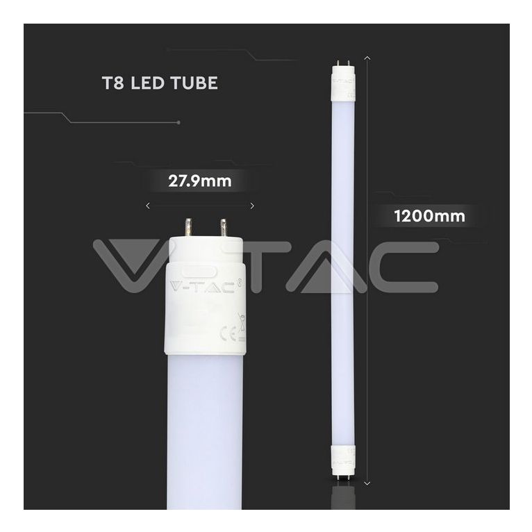 tubo led t8 g13 120 cm 18w luce naturale v-tac sku216273