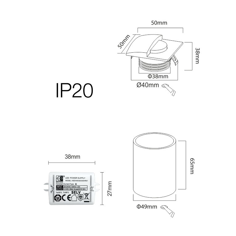 segnapasso led da incasso 2w 220/240v 3000k bianco ip20 beneito faure 4108