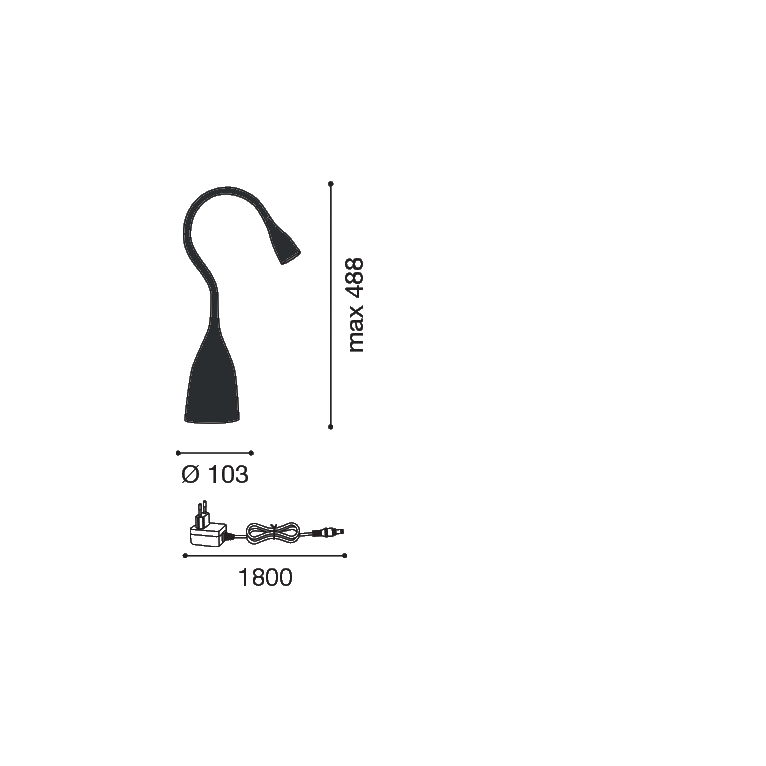 lampada da tavolo 5.3w 220/240v 3000k nero ip20 gealuce gls02