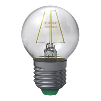 Lampadina LED Sfera E27 4W luce fredda 6000K ECOMAN vetro trasparente