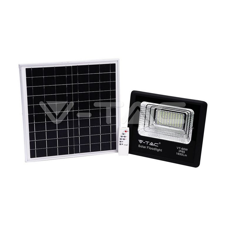 faretto con pannello solare 60w a led luce naturale v-tac sku8575