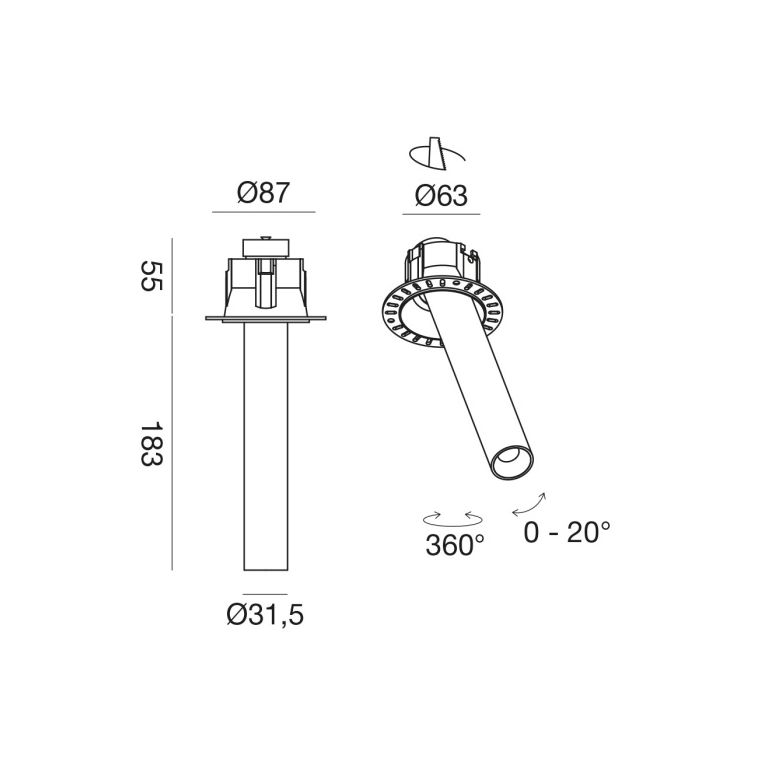 faretto led lungo da incasso 8w 3000k bianco ip20 gealuce gfa169 senza finiture