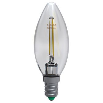 Lampadina LED Candela E14 2W luce calda 3000K ECOMAN vetro trasparente